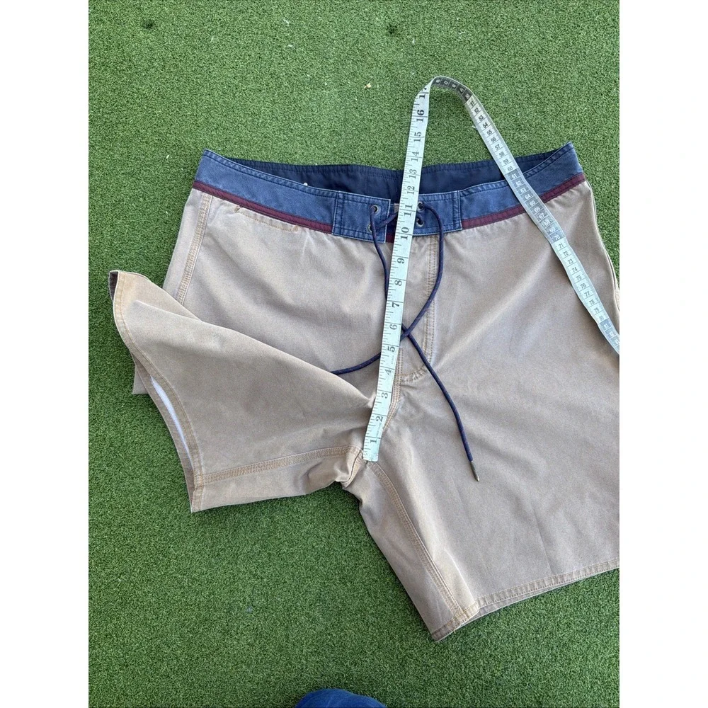 Deus Ex Machina Swim Board Shorts Mens 34 Brown Colourblock Drawstring